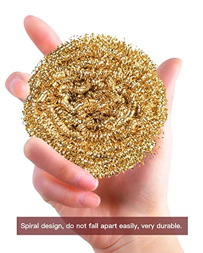 Docduet Brass Scrubber Magic Eraser Scouring Pad Cast Iron Kitchen Scrubber For Dishes Wall Tub Cleaner Scrub Household Cleaning Supplies (6Piece) #TOP6