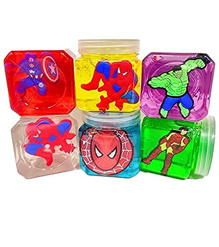 Giriraj Pack of 2 Non-Toxic Super Hero Designer Colorful Slime with Super Hero Toy Inside Every Bottle of Slime - DIY Magic Clay - Crystal Mud Putty Toy for Kids.