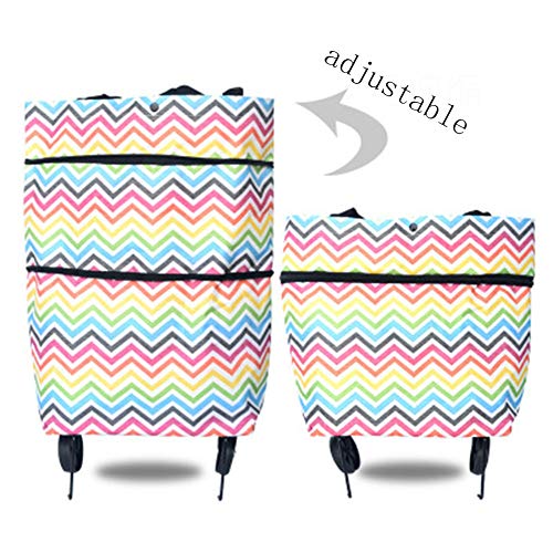 L&J DLYZM Einkaufstrolley Klappbar,Einkaufstasche Faltbar mit Rollen Abnehmbaren Rädern Spritzschutzvorrichtungen… – Bild 3