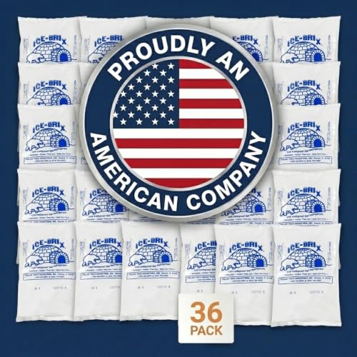 Image of ICE-BRIX Reusable Gel Ice Packs for Shipping, 6 x 4 x 0.75 in, 8 oz White (36 Pack) - Slim Cold Packs for Medication Mailers, Lunch Boxes, Insulated Shipping & Coolers
