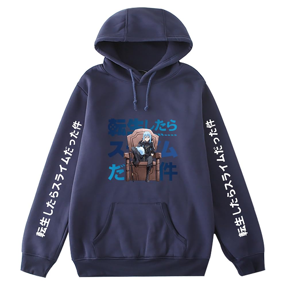 Charous Unisex Blue 3 Anime That Time I Got Reincarnated As A Slime Cosplay Rimuru Tempest Hoodie,Blue Sweatshirt For Manga Fans Gift