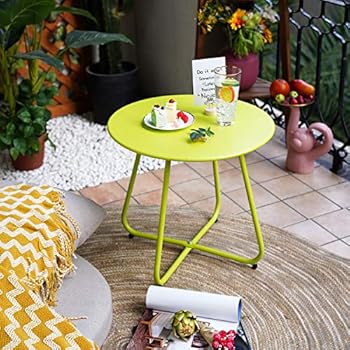 Alternative view of Grand patio Indoor & Outdoor, Powder Coated Steel Round Side Table, Lime Green