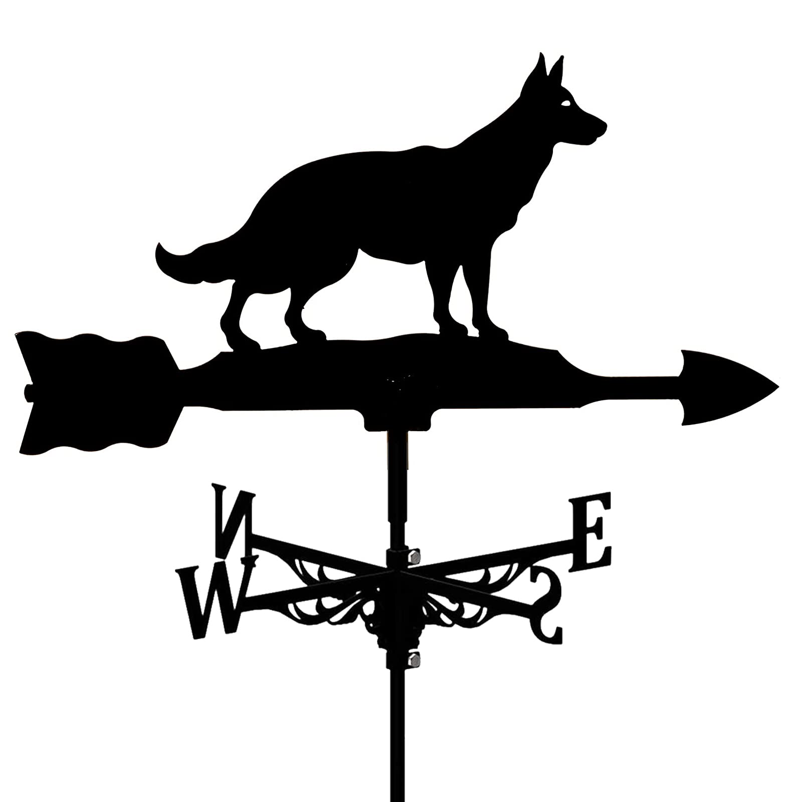 TAXXII Weather Vane Animal Metal,Vintage Black Weathervane Garden Iron weathervane Stainless Steel Hollow Wind Direction Indicator for Outdoor Roof Paddock Decoion Weathercock-Ger