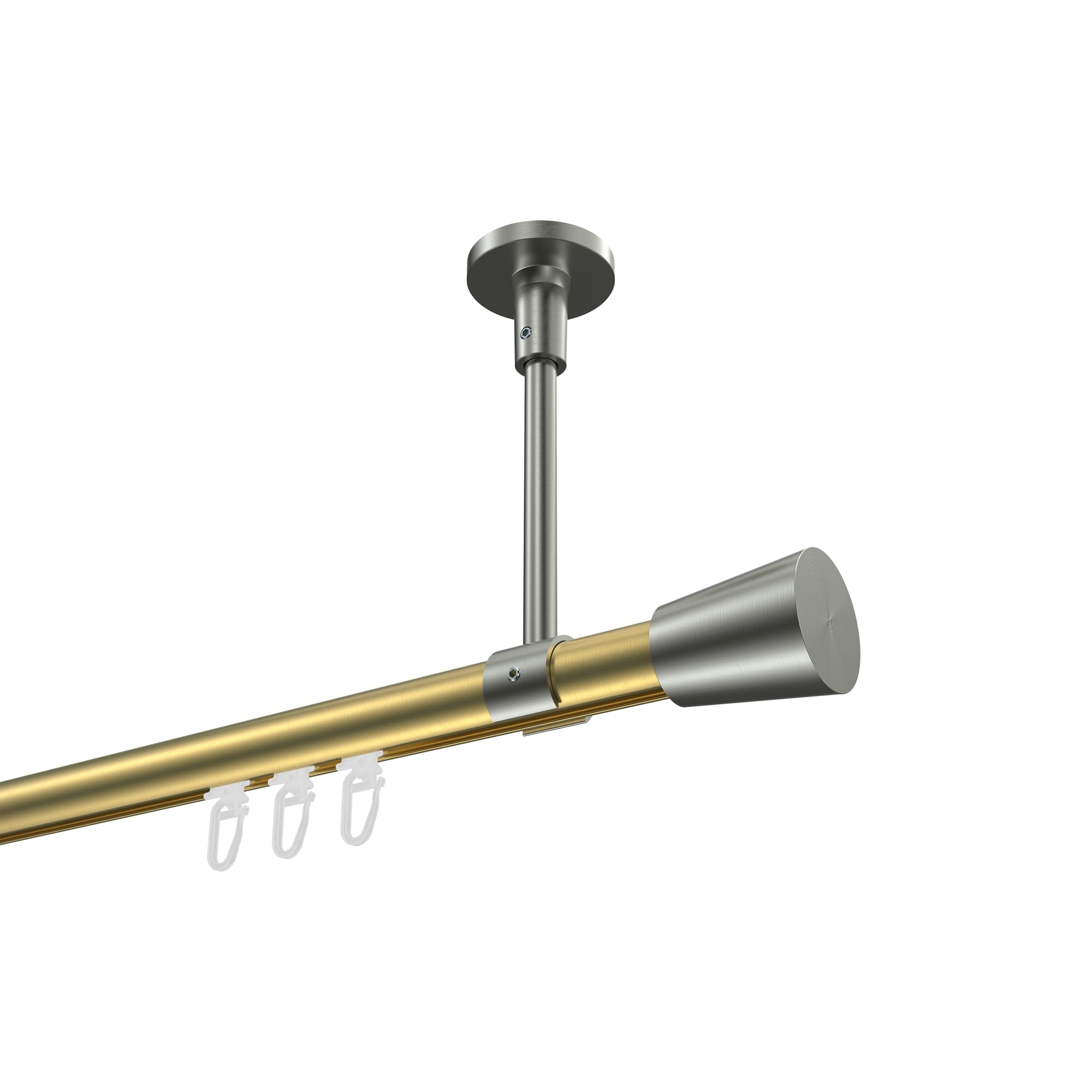 INTERDECO Innenlaufstange 20 mm Messing-Optik/Edelstahl-Optik 200 cm