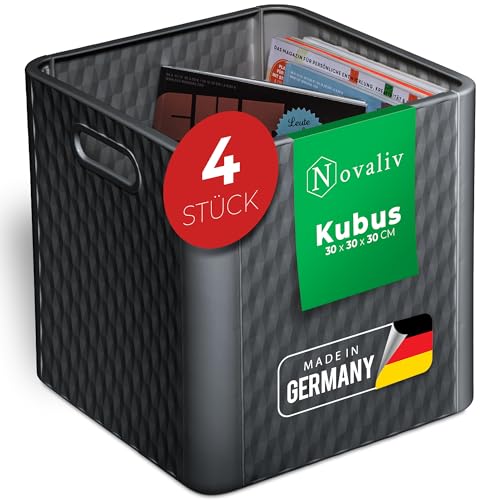 Novaliv Box 30x30x30 cm Kunststoff Aufbewahrungsbox für Kallax Regal - faltbare Körbe 30x30 als Schrankorganisationssystem
