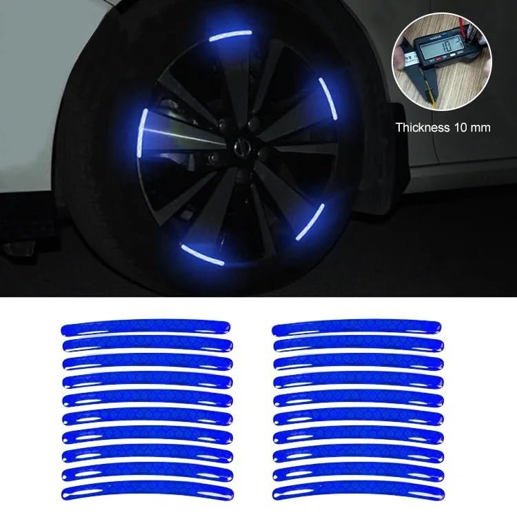 Image of REDWIND Anti-Collision Glow in The Dark Wheel Rim Stickers Night Reflective Tape Warning Sticker for Decoration Universal for All Cars Bikes Motorcycles Bicycle Trucks and etc(20 Strips) (Royal Blue)