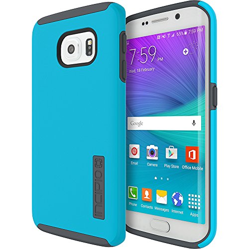 Incipio Dualpro Hard Shell Case with Silicone Core for Samsung Galaxy S6 Edge - Retail Packaging - Neon Blue/Charcoal