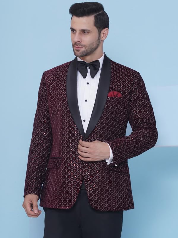 Image of FAVOROSKI Wedding Sequence Blazer Suit for Men | Embroidered Velvet Blazer | Relaxed Fit Blazer for Men Wedding Party | Ethnic Wear Blazer for Men | Blazer Suit for Men | Festive Blazers for Men