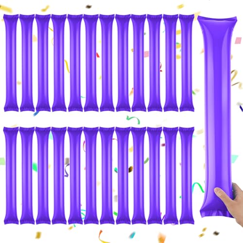 24Pcs Thunder Sticks, Bam Bam Inflatable Sticks, Thicken Cheering Boom Sticks, Team Spirit Sticks, Inflatable Plastic Boom Noise Maker for Sports Events Dance (Purple)