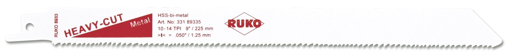 RUKO 33189335 - Pack de 5 sierras de sable bimetal con vástago universal 1/2", para metal y madera, 225 mm (Equivalencia Bosch S 1125 VF)