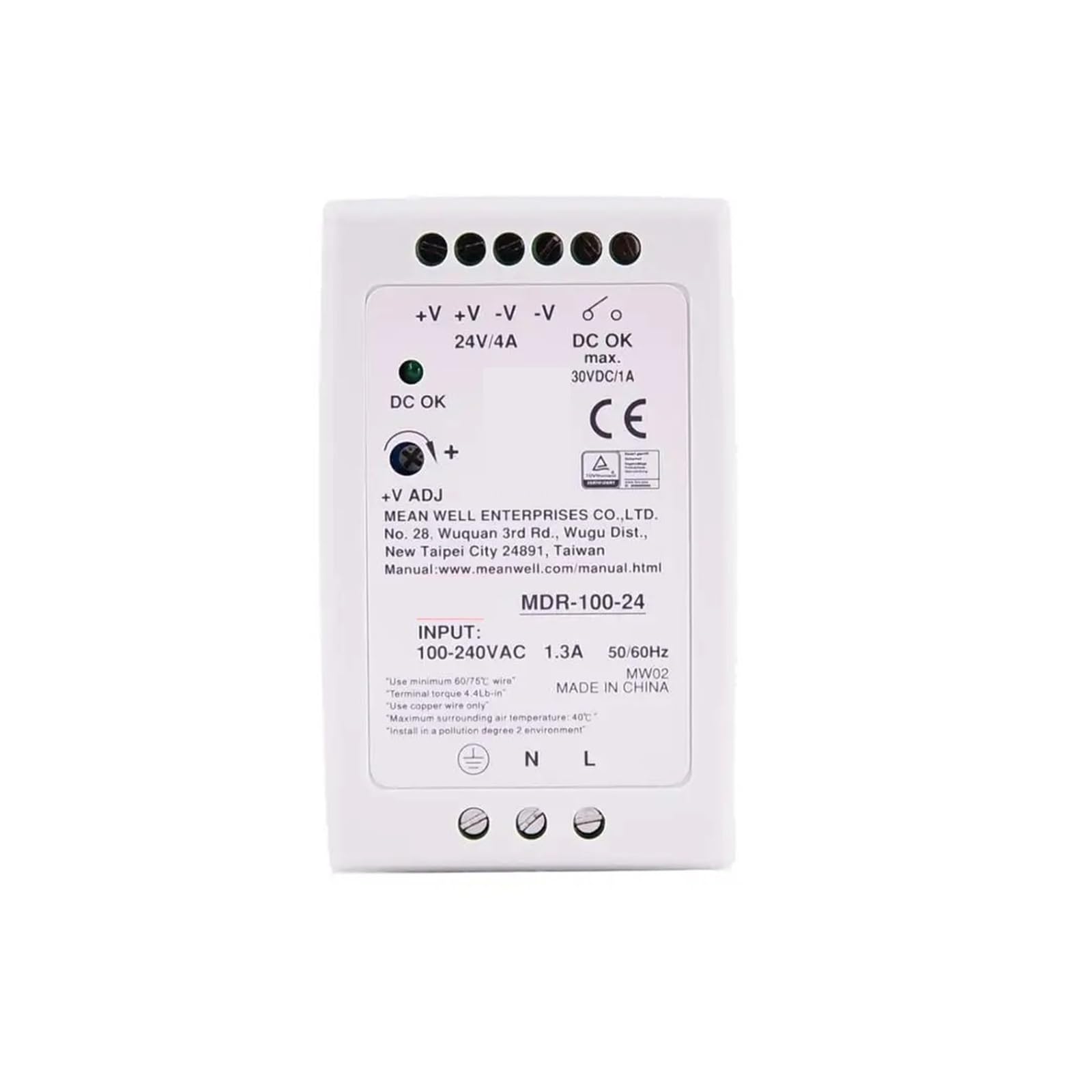 Alimentation sur rail MDR-10 24V à sortie unique pour tableau - 2