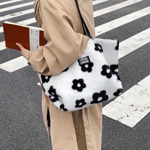 Fur Purse Plush Furry Tote Bag Cute Fluffy Fuzzy Large Capacity Shoulder Bag Zipper Women's Top Handle Handbag3