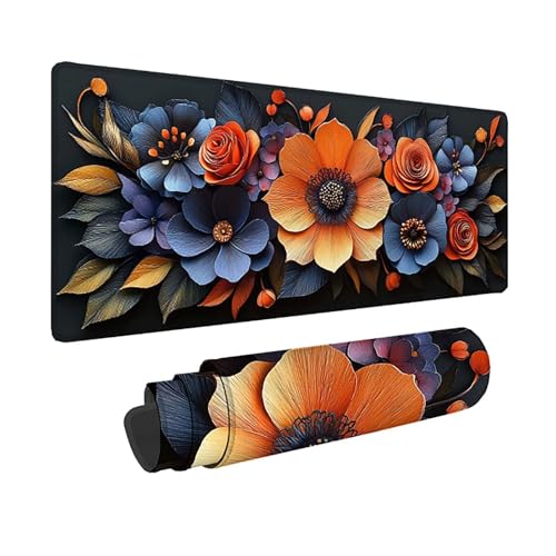 Tapis de souris XXL fleur jaune, idée cadeau design pour bureau PC