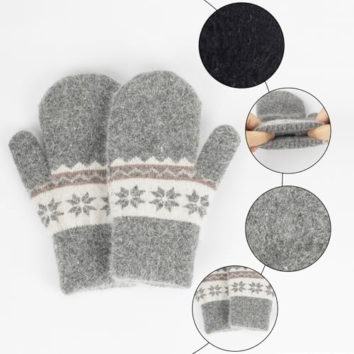 Kids-Winter-Knit-Mittens Boys-Girls Outdoor-Warm-Soft Snowflakes-Gloves Stretchy for 5-10Years Kids2
