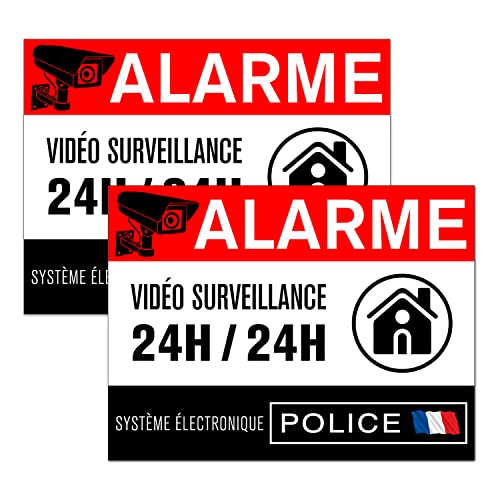 Autocollant alarme maison – Etiquette site sous vidéo surveillance – Stickers, affiche adhesif - 8,5 x 5,5 cm (2)