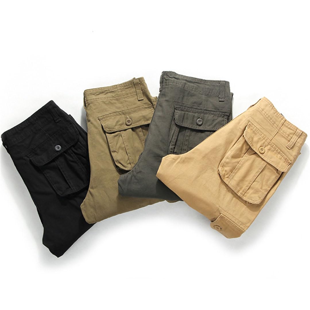 Vogrtcc Pantaloni Cargo da Uomo in Cotone Multi Tasche Casuali Pantaloni Tattici Militari Outwear Pantaloni Dritti Larghi