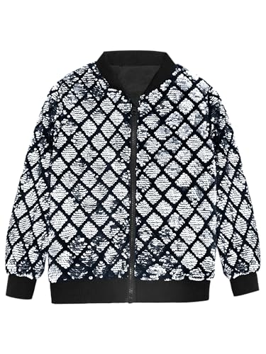 Image of Lars Amadeus Argyle Sequin Bomber Jacket for Men's Party Club Shiny Baseball Varsity Jacket