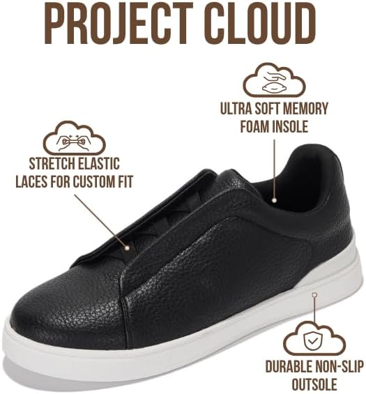 Project Cloud Genuine Leather Memory Foam Insole Mens Shoes - Lightweight & Non Slip Shoes for Men Sneakers - Everyday Slip On Mens Sneakers (Hudson) - Image 3