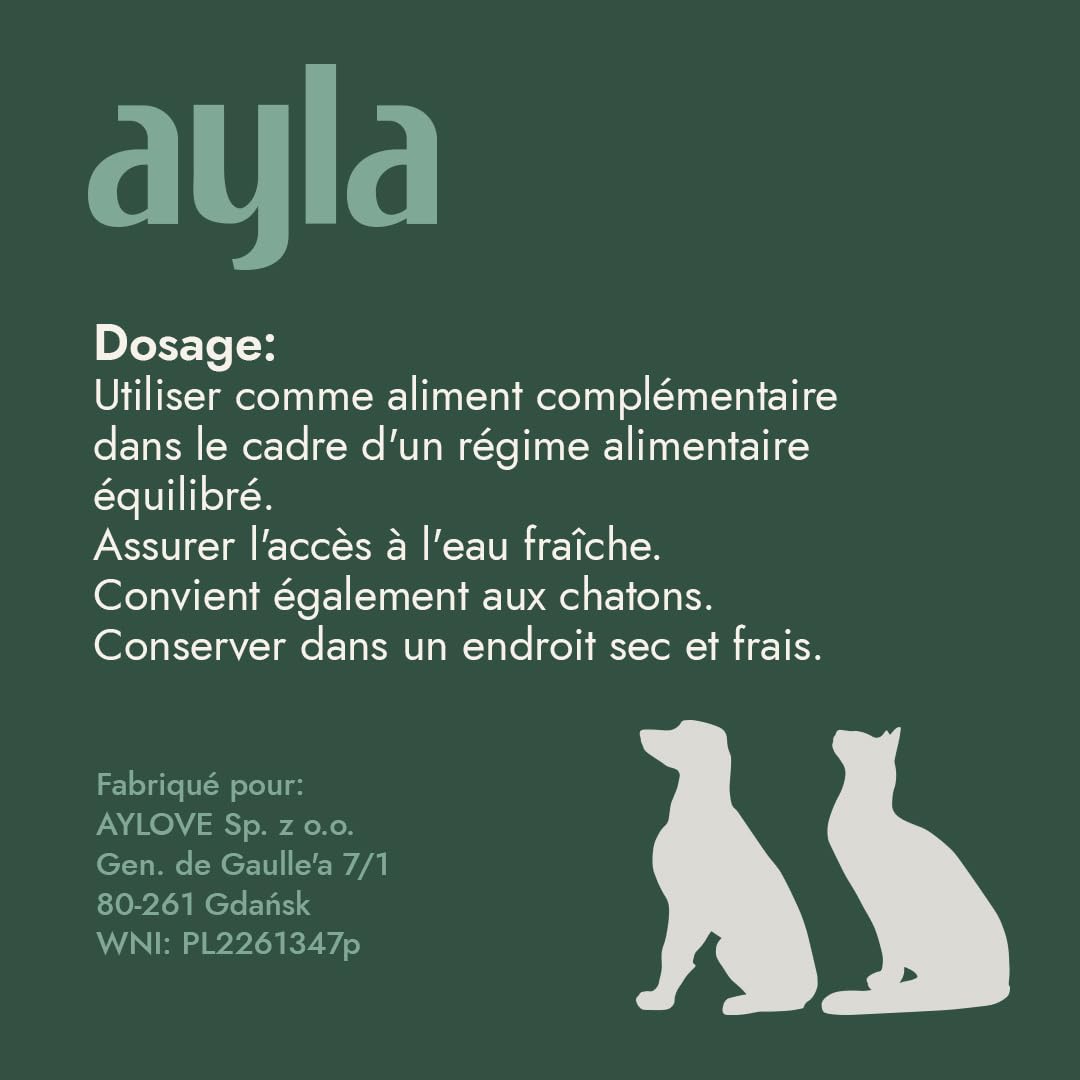 AYLA Lot de 5 paquets de friandises pour chat lyophilisées de qualité supérieure - Riche en protéines - Booster vital pour le pelage et les muscles - Pour chatons et chats adultes (140 g, mélange de