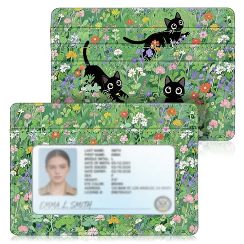Image of FINTIE Slim Minimalist Front Pocket Wallet, RFID Blocking Credit Card Holder Card Cases with ID Window for Men Women, Cat