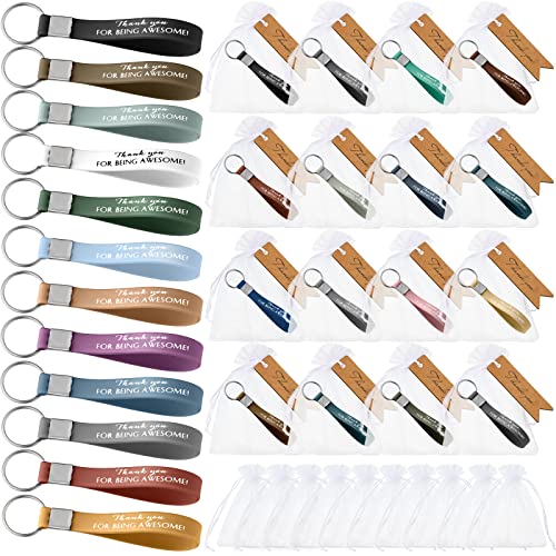 Yinkin 100 Sets Thank You Gifts Bulk Nurse Appreciation Gifts Thank You for Being Awesome Silicone Keychains with Tag Organza Bag for Office Teacher Volunteer Lady Coworker Employee