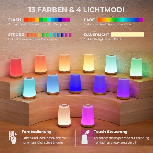LED Nachttischlampe, Nachtlicht für Schlafzimmer & Kinderzimmer – Bild 4