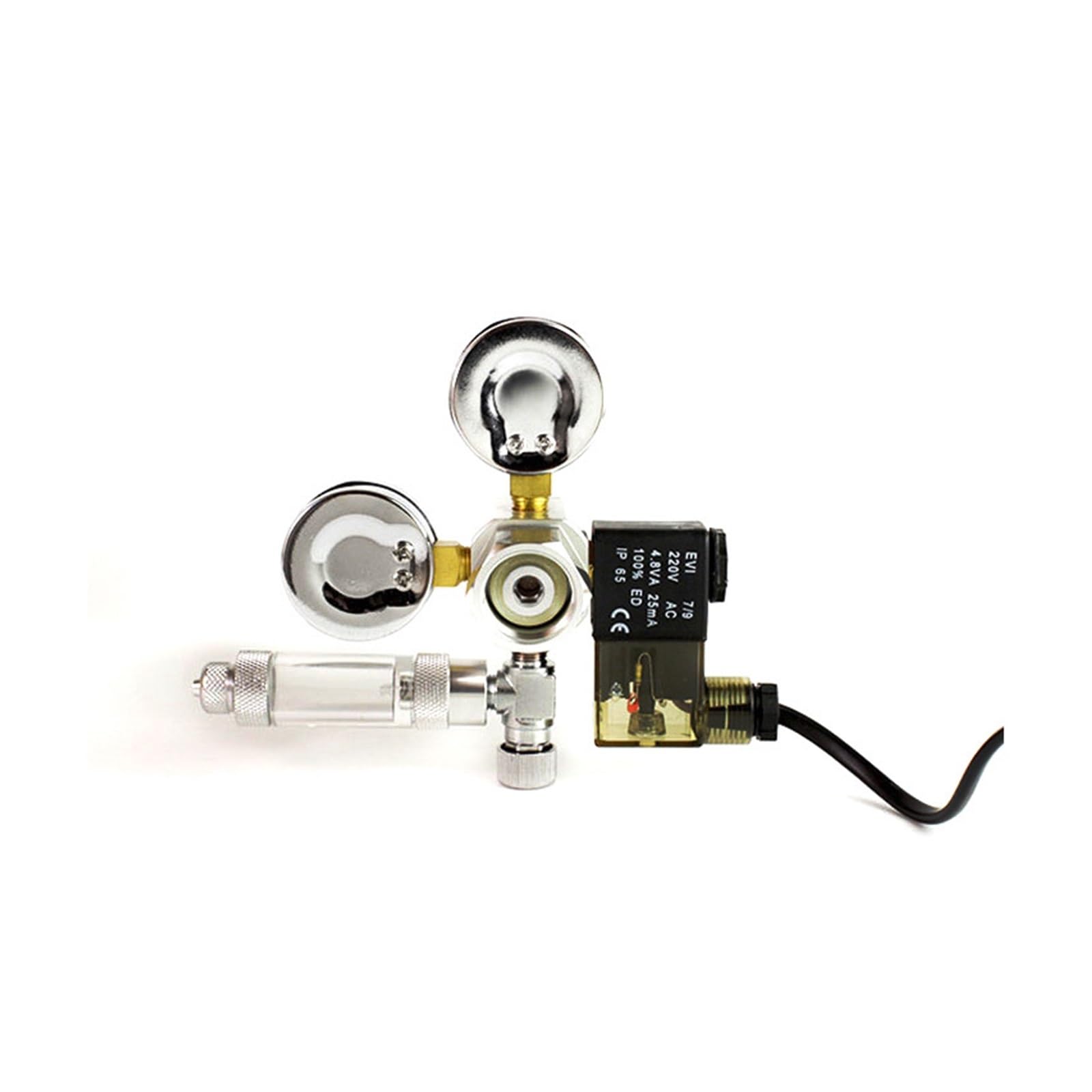 Regulador de válvula solenoide CO2 for Acuario, retención magnética, Accesorios for Tanque Peces, difusor, Kit Sistema generador ozono(Big Double Meter,G5-8)