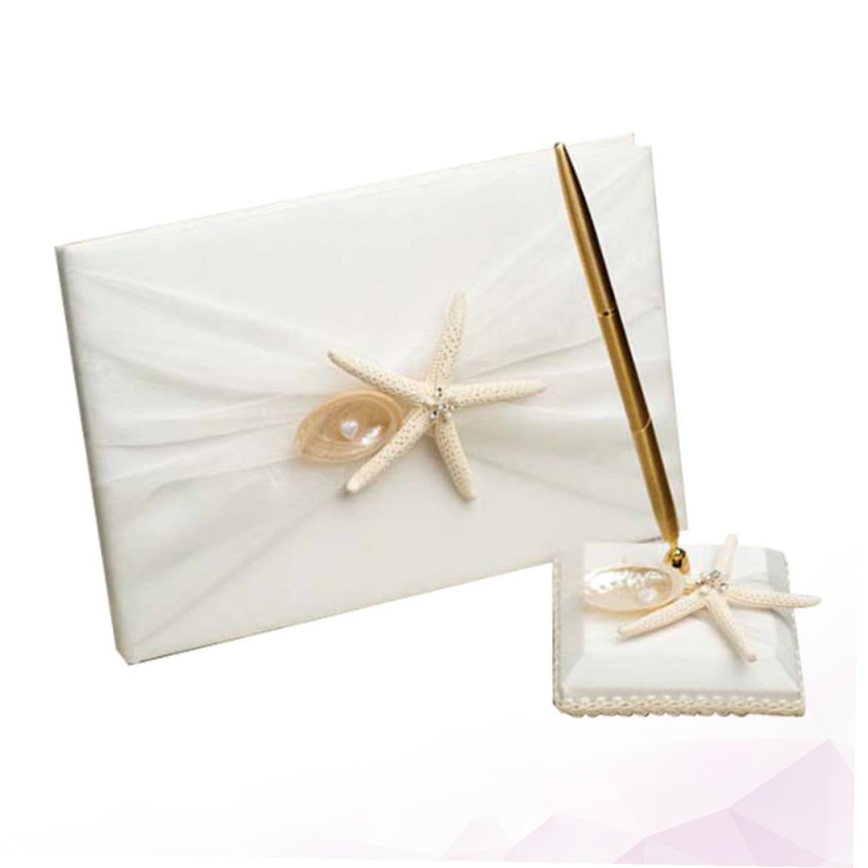 Gadpiparty Quaderno degli Ospiti con Funzione Registrazione Presenze e Messaggi Stile Spiaggia Bianco Elegante per Cerimonia di Fidanzamento e Matrimonio
