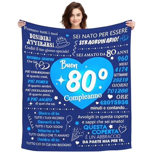 ACAROMAY Regali per 80 Anni Maschio - Coperta e Decorazione Divano Ufficio (80 Anni-Lui)