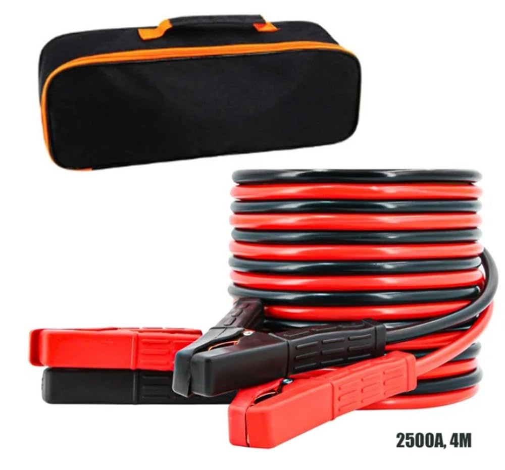 Cavi di avviamento for batteria auto ad alta resistenza, 4 m, 2500 A, cavi di avviamento, cavi di avviamento adatti for auto, furgoni, camion, linea di avviamento, cavo in rame(2000A with bag)