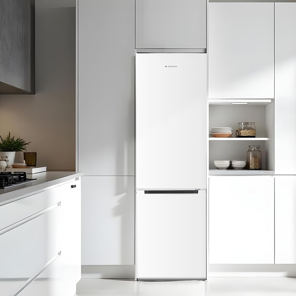 Aspes Frigorífico Combi Blanco 2 Puertas. AC185502ENF, Capacidad 253 Litros, No Frost, Multi Air Flow, 40 dB, Puerta Reversible, Apertura Tipo Uñero, Clasificación Energética E