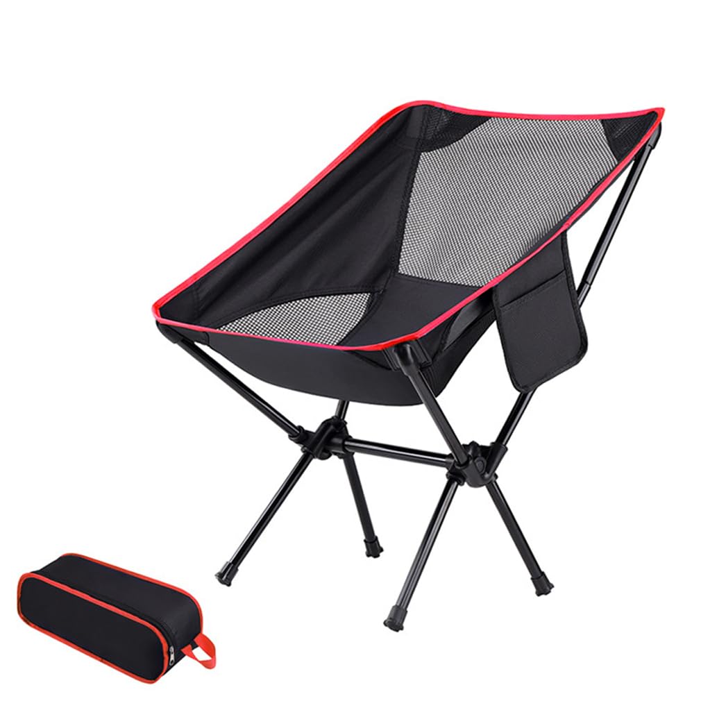 ruitao Trail Folding Camping Chair, Lightweight Outdoor Chair, Heavy Duty Tubular Steel Frame, Fast-Drying Polyester, Carry Bag, 100kg Capacity for Travel, Backpacking, Hiking, Picnics, Fishing