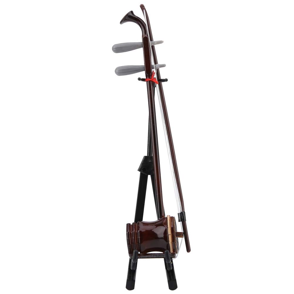 Modèle D'instruments De Musique Miniatures en Bois, Modèle Mini Erhu avec étui, Mini Affichage D'instruments De Musique pour la Décoration Intérieure(15CM)