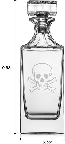Miniatura 2 de Decantador de whisky de vidrio de 30 oz con tapón de vidrio Cráneo Cráneo