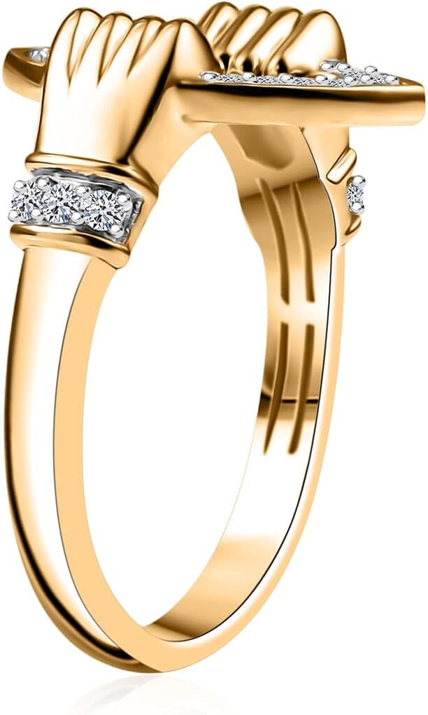 SHOP LC DELIVERING JOY Luxuriant Lab Grown Diamond G-H, SI 0.25 Ct Embrace of Love Ring in 18 K Vermeil Yellow Gold Plated Sterling Silver Size 7 Birthday Christmas Gifts