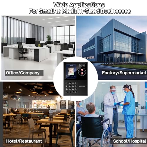 Image of KUIIYER 3 in 1 Employees Time Clocks for Small Business (Face + Palm Print + Password) Employee Clock in & Out Machine Biometric Attendance Punch Clock Recorder Tracker (No Monthly Fee)
