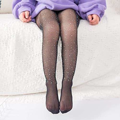 UTTPLL Toddler Kids Girls Fishnet Stockings Sparkle Rhinestone Hollow Out Pantyhose Mesh Leggings Fashion Holiday Outfits2