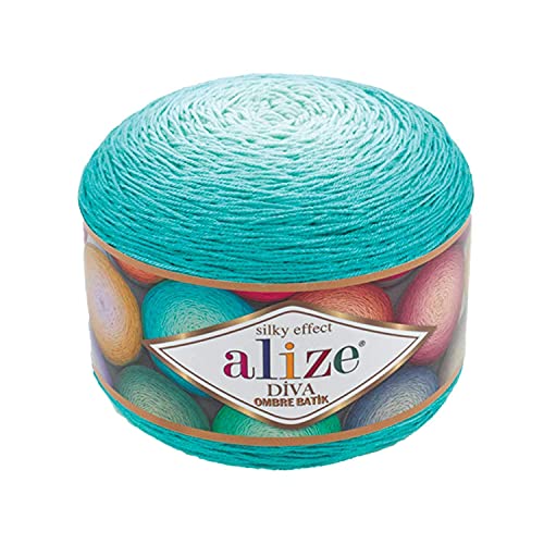 Alize Diva Ombre Batik Yarn, 2 Skn 500 Gr 1750 Meters 1.914 Yards, Microfiber Yarn, Bikini Yarn, Summer Yarn, Hand Knitting Yarn, Swimsuit Yarn, Top Yarn, Lingerie Yarn, Beach Yarn, Crochet (7370)