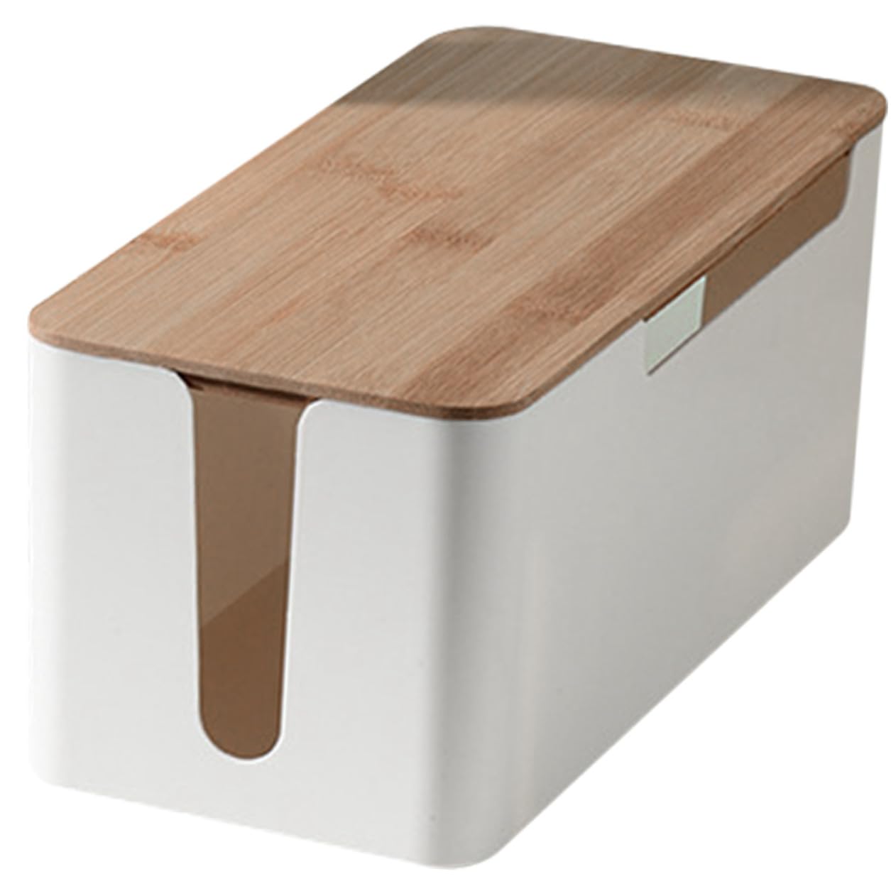 Boîte de rangement câble en bambou et bois organiseur multiprise