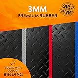 FSW - Fully Tailored Car Mats - Fits Audi A3 & S3 5 Door Sept 2012-2020 - 3mm Rubber - Anti Slip Mat - Fitted With 8 Clips & Granulated Backing - 4 Pc Floor Mats - With Blue Trim - Image 3