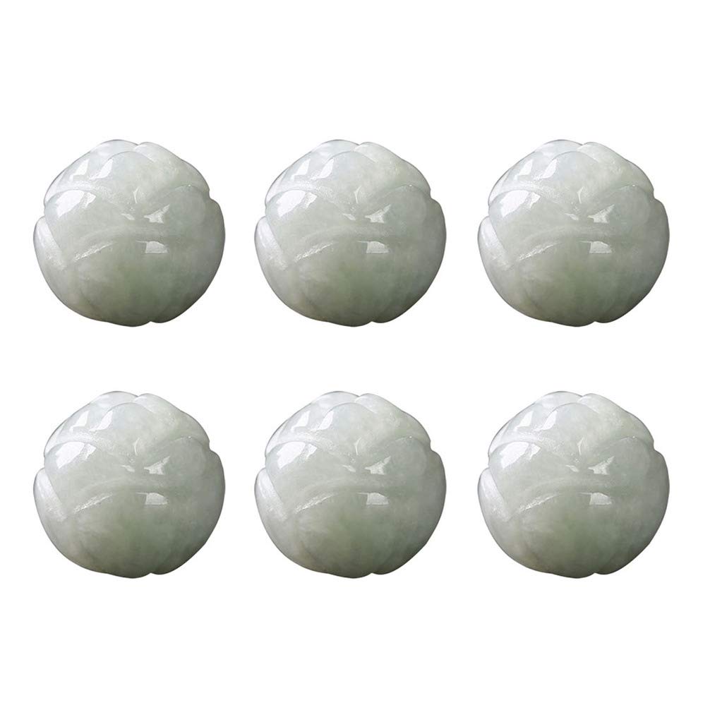 Exceart 10 Stück 10 mm Edelsteinperlen Naturstein Geschnitzt Lotusform Jade Perlen Lose Perlen für Schmuck Halskette Armband Handwerk