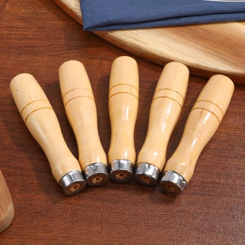 SEWOART 5stüCke Holz Dateigriff Werkzeugmesser Rasp Griff Ersatz Mit Metallkragen FüR Schraubdreher Hand Bohrer Datei Schneiden Werkzeug Handwerk