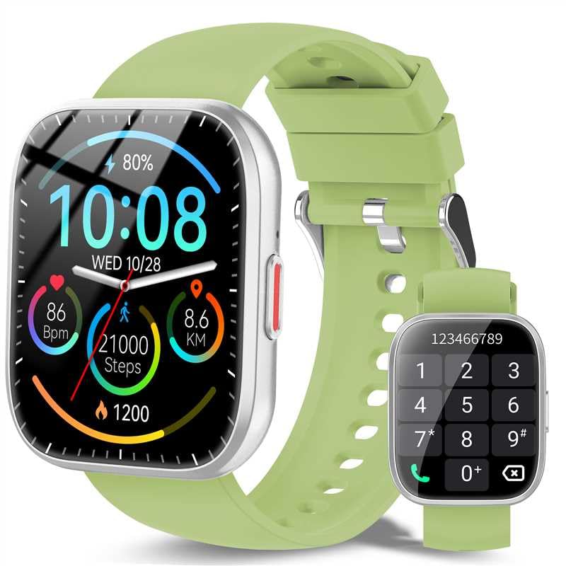 Ddidbi Smartwatch Damen Herren, Fitnessuhr Damen mit Telefonfunktion 1.85" Zoll Touchscreen, IP68 Wasserdicht Smart Watch mit schrittzähler Schlafmonitor, Uhren Herren für Android iOS, Grün