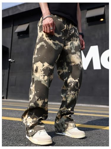 OYOANGLE Men's Y2K Camo Print Cargo Pants Drawstring Waist Casual Sweatpants with Pocket3