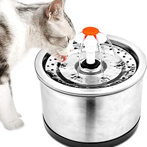 Dispensador de agua para mascotas, cabezal de flores Puco para fuente de gato, boquilla de repuesto para cabeza para perros, dispensador de agua redondo de acero inoxidable cúbico, color naranja - imagen 9