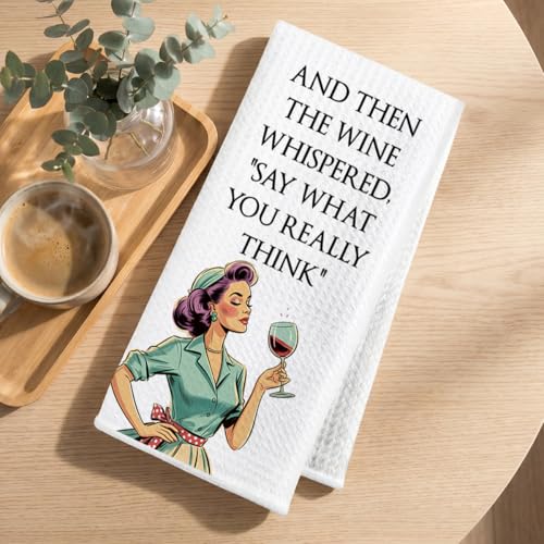 Image of Hanamiya Na 2 Pcs Funny Kitchen Towels 24x14 Inch, Sarcastic Sayings Reusable Dish Towels for Kitchen Bathroom Decor, Waffle Weave Absorbent Hand Cloth Tea Towel, Funny Gifts for Women Friend