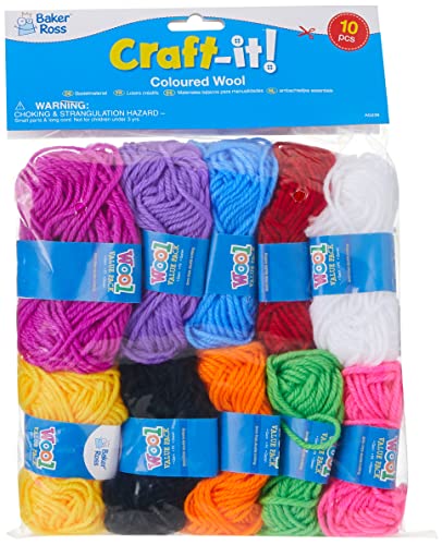 Baker Ross Lana de Colores (Paquete de 1) Para manualidades de punto, ganchillo y decoración