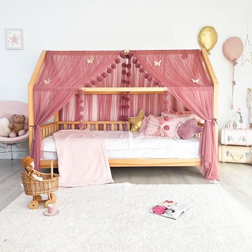 Ciel de lit Montessori contre la surstimulation : coin lecture rose - 8