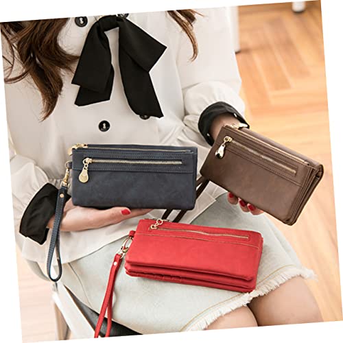 KESYOO Pu Leather Vintage Wallet for Women Red Multipurpose Clutch Purse Snap Closure for Cash and2