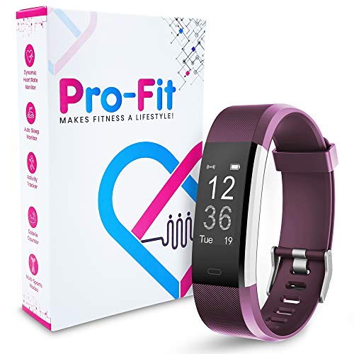 Pro-Fit Active VeryFitPro Fitness Tracker IP67 Waterproof Activity Tracker Heart Rate Sleep Monitor (Purple)